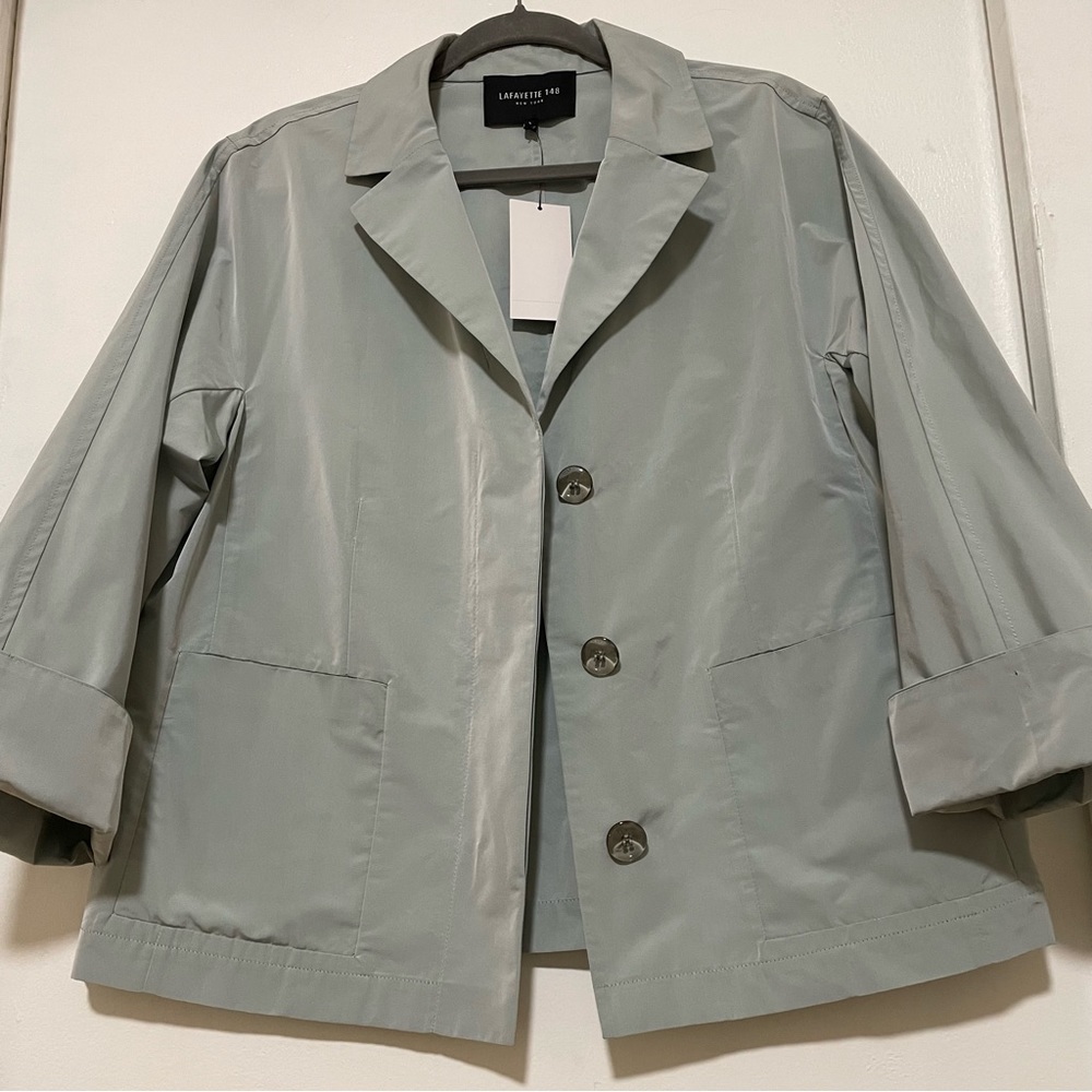 Lafayette 148 New York Mint Button Front Jacket